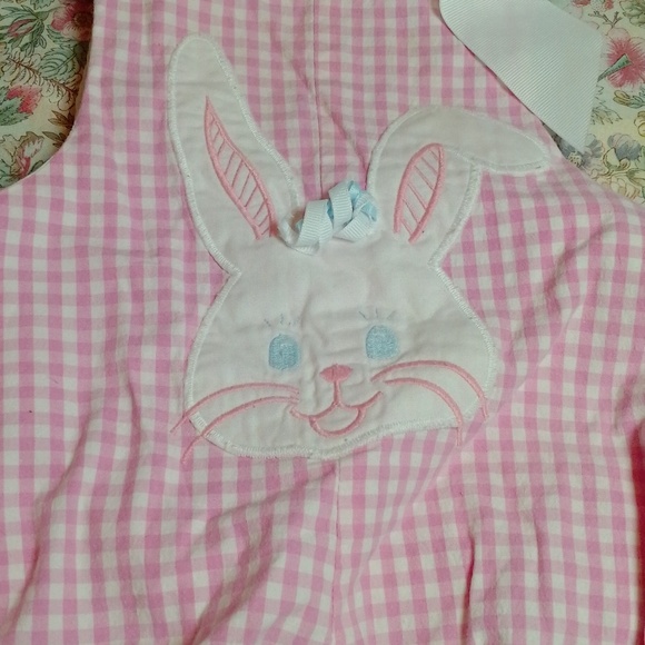 Adorable Vintage Easter Jumper pink with bunny and ribbon size 9 months - Picture 3 of 7
